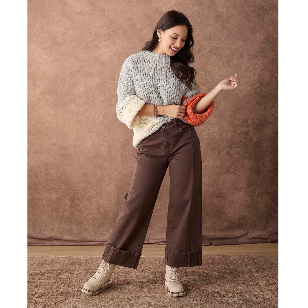 Wide Ankle Pant with Front Seam