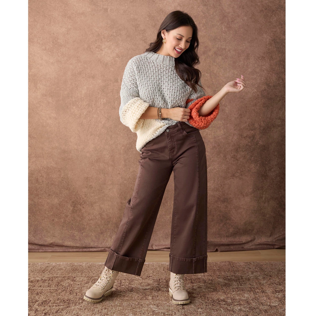 Wide Ankle Pant with Front Seam