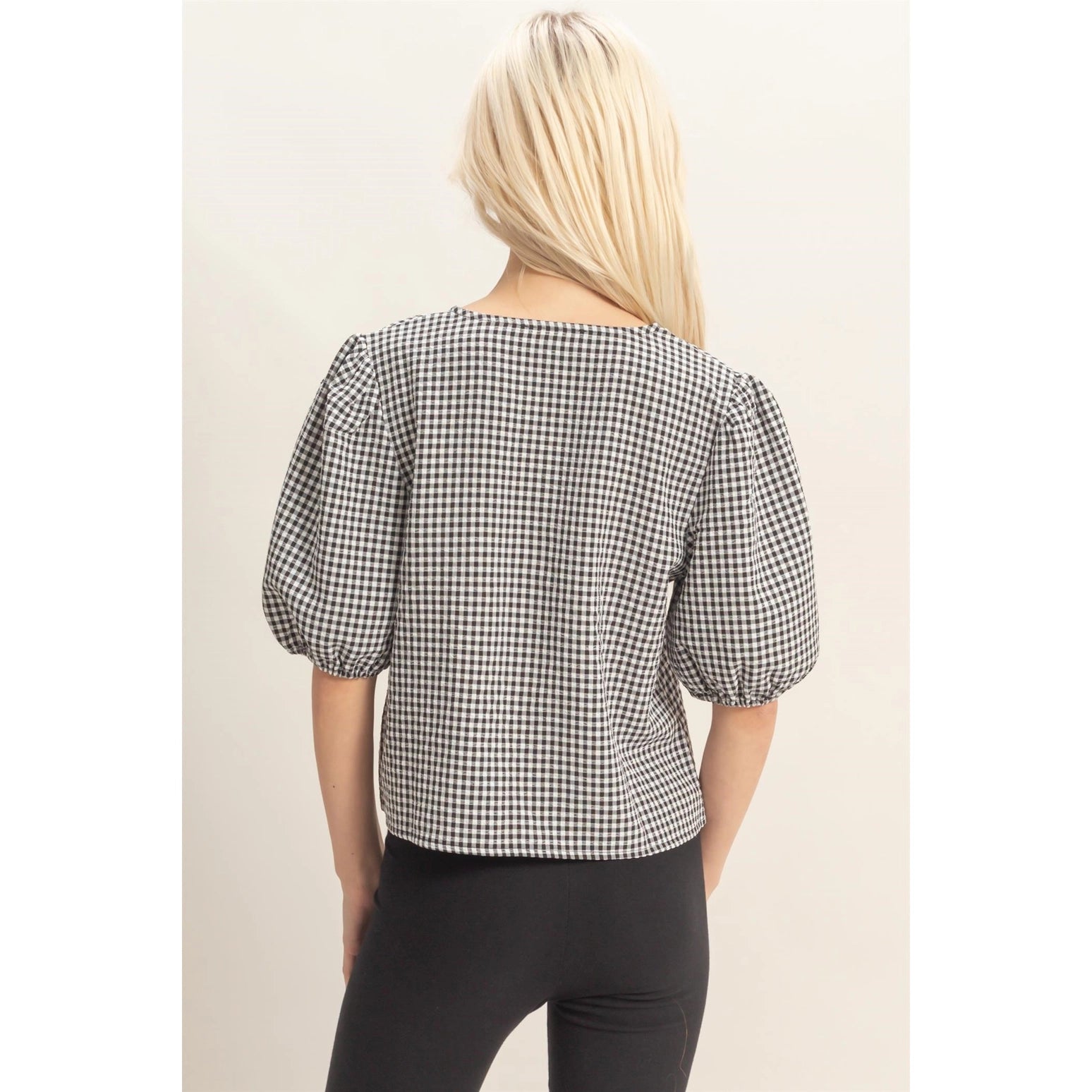 Gingham Bow Front Blouse