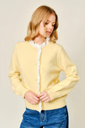 Yellow Ruffle Trim Cardigan