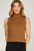 Mock Neck Knit Sweater Vest