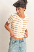 Taupe Striped Cardigan