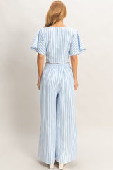 Coastal Stripes Twist-Front Pant Set.