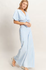 Coastal Stripes Twist-Front Pant Set.