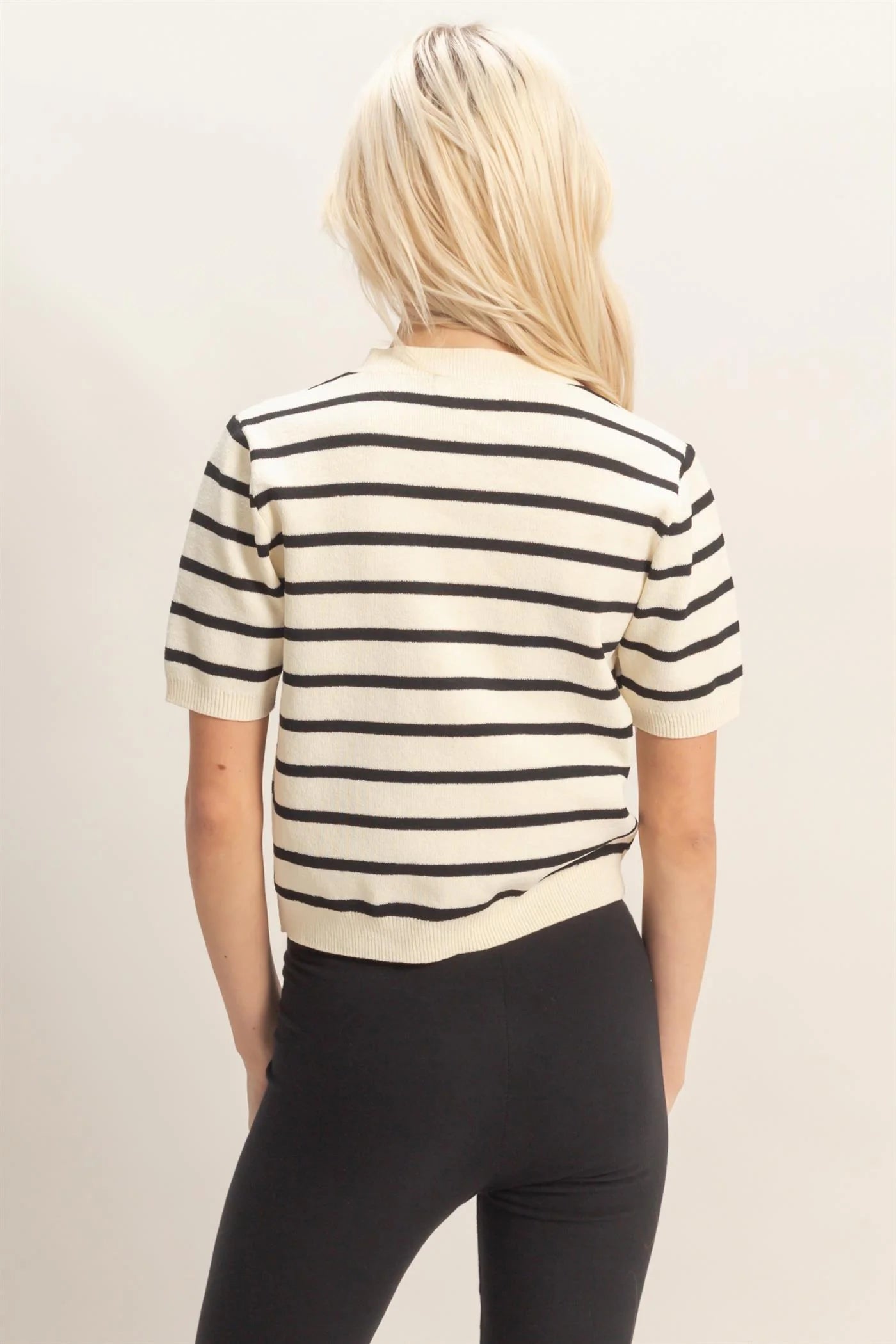 Striped Gold Button Detail Cardigan