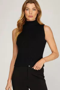 Mock Neck Knit Sweater Vest